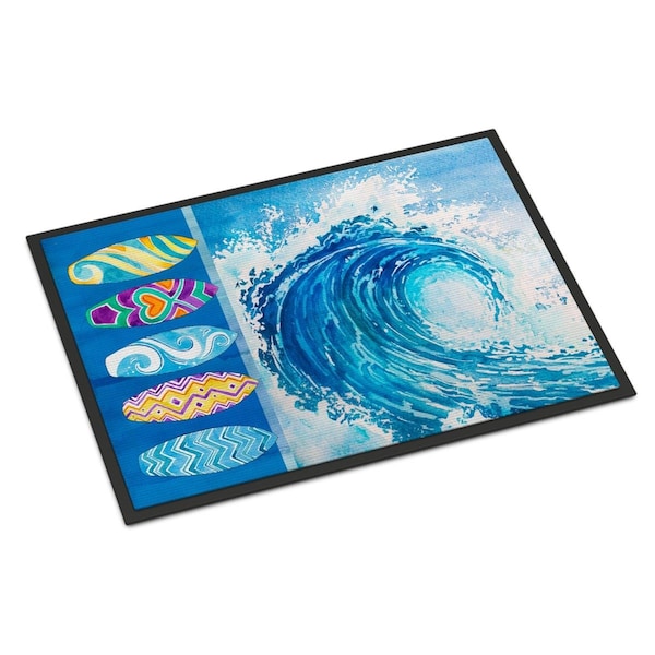 Carolines Treasures Surf Boards and Wave Indoor or Outdoor Mat - 18 x 27 in. BB8528MAT - main
